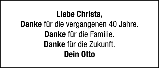 Glückwunschanzeige von Christa  von Nordwest-Zeitung