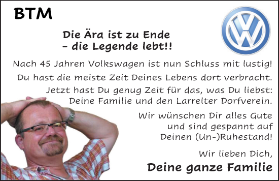 Glückwunschanzeige von Die Ära ist zu Ende  von EZ