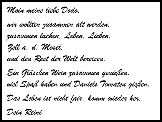 Glückwunschanzeige von Dodo  von Nordwest-Zeitung