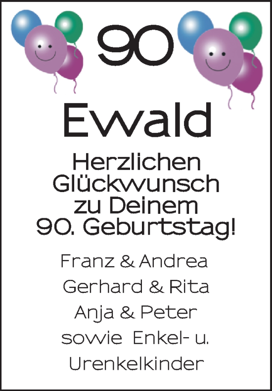 Glückwunschanzeige von Ewald Jacobs von BM