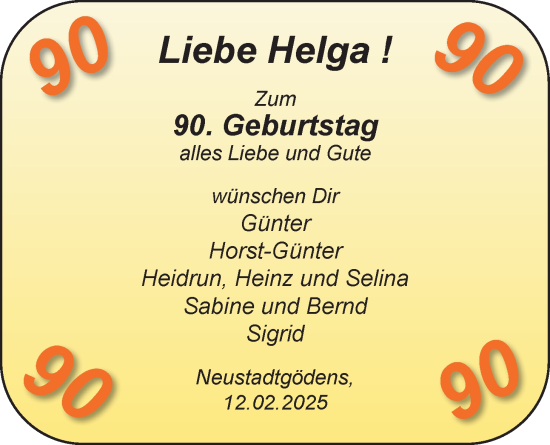 Glückwunschanzeige von Helga  von BM