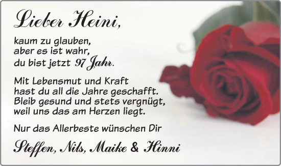 Glückwunschanzeige von Hinrich  von BM
