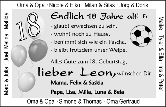 Glückwunschanzeige von Leon  von EZ