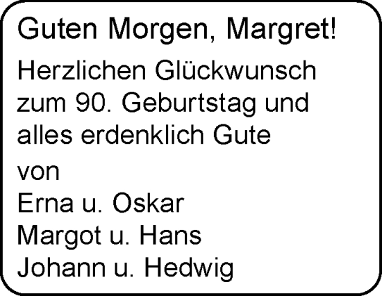 Glückwunschanzeige von Margret  von EZ