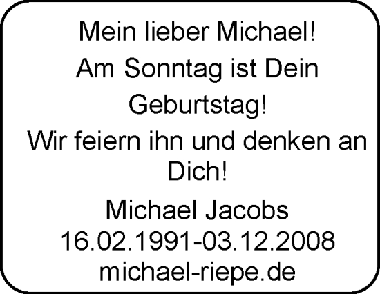 Glückwunschanzeige von Michael  von EZ