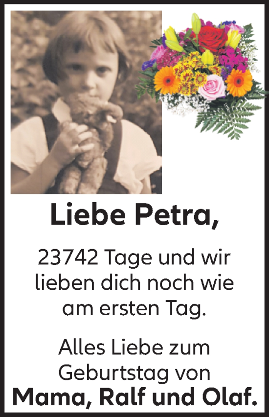 Glückwunschanzeige von Petra  von BM