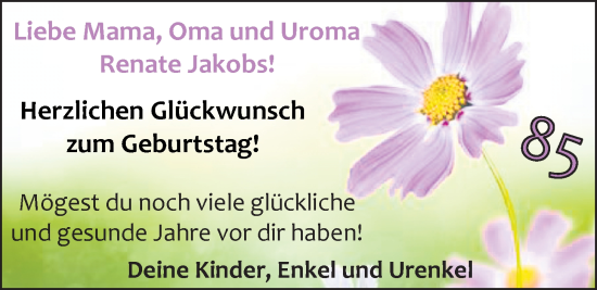 Glückwunschanzeige von Renate Jakobs von EZ