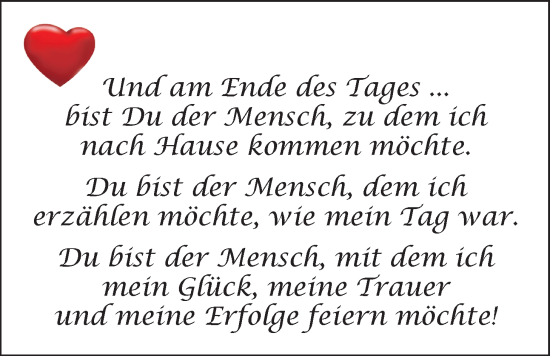 Glückwunschanzeige von Und am Ende des Tages  von Nordwest-Zeitung