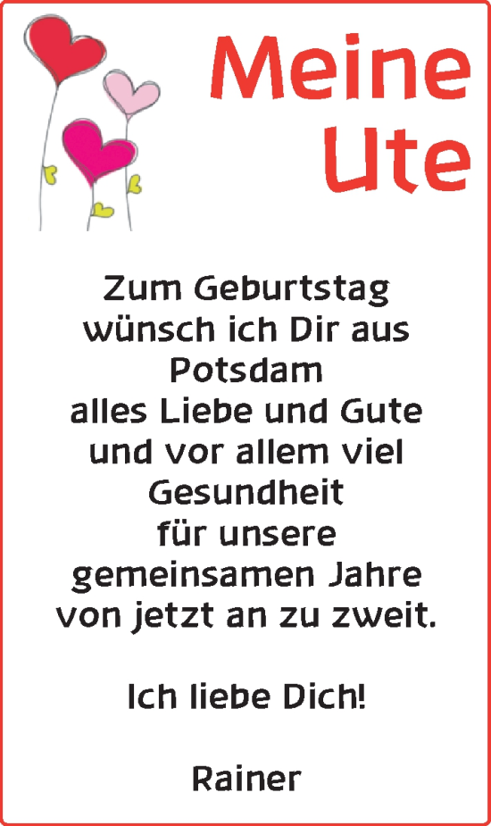Glückwunschanzeige von Ute  von Nordwest-Zeitung