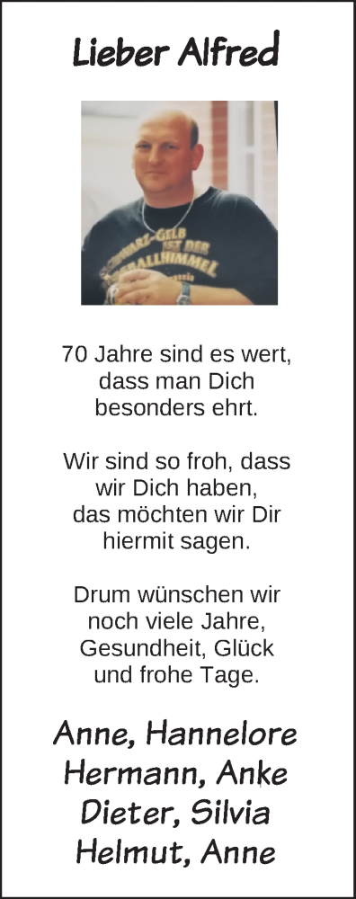 Glückwunschanzeige von Alfred Basche von EZ