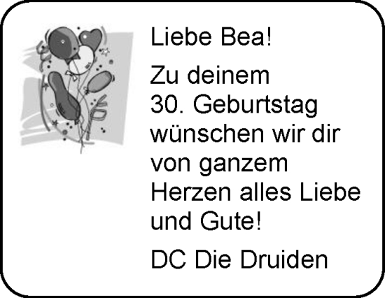 Glückwunschanzeige von Bea  von EZ
