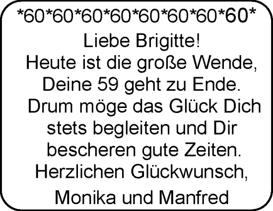Glückwunschanzeige von Brigitte  von EZ