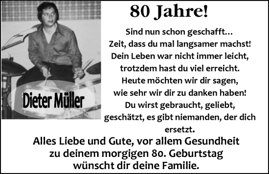 Glückwunschanzeige von Dieter  Müller von EZ
