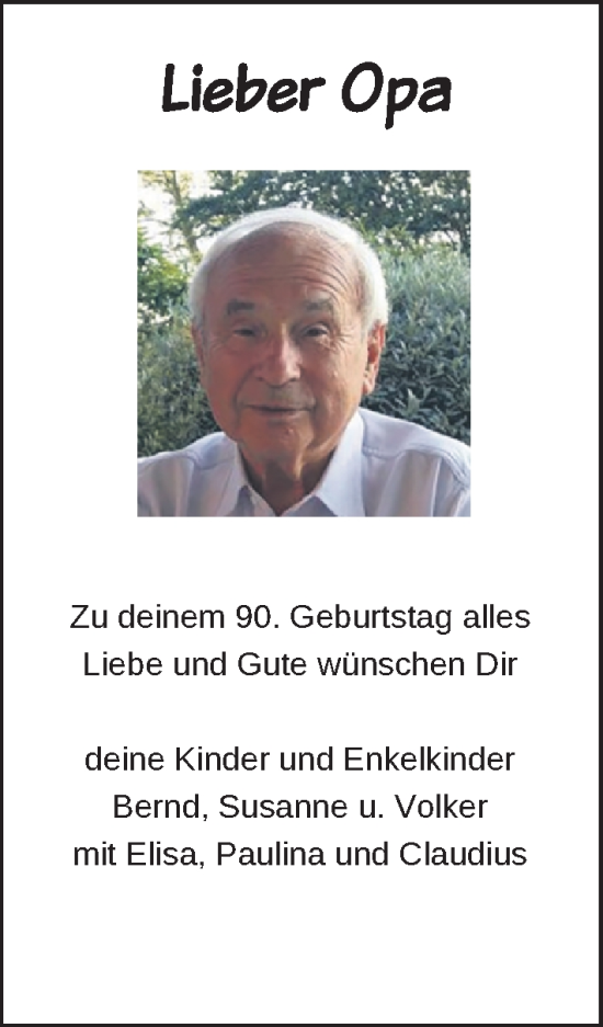 Glückwunschanzeige von Dieter Schaumann von BM