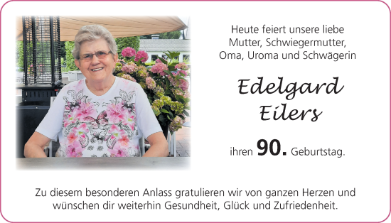 Glückwunschanzeige von Edelgard Eilers von Nordwest-Zeitung