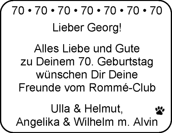 Glückwunschanzeige von Georg  von EZ