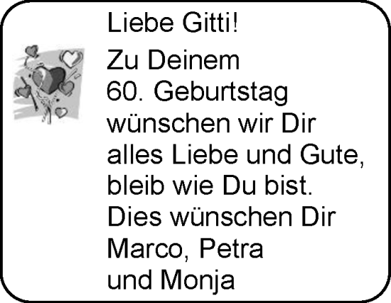 Glückwunschanzeige von Gitti  von EZ