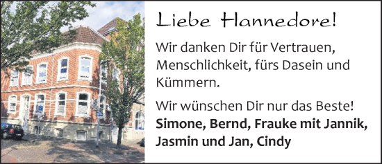 Glückwunschanzeige von Hannedore  von EZ