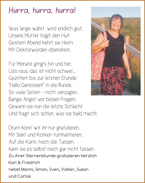 Glückwunschanzeige von Karin MittelstÃ¤dt von Nordwest-Zeitung