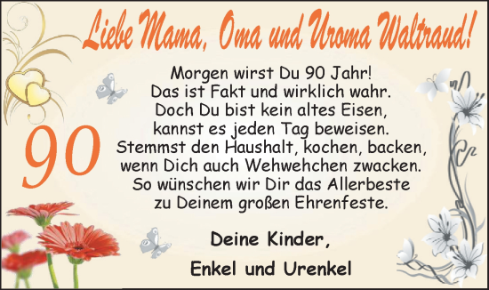 Glückwunschanzeige von Waltraud  von EZ