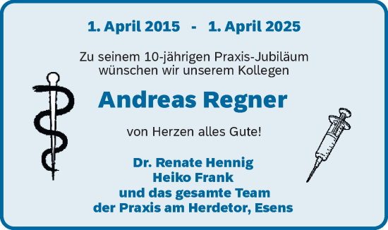 Glückwunschanzeige von Andreas Regner von BM
