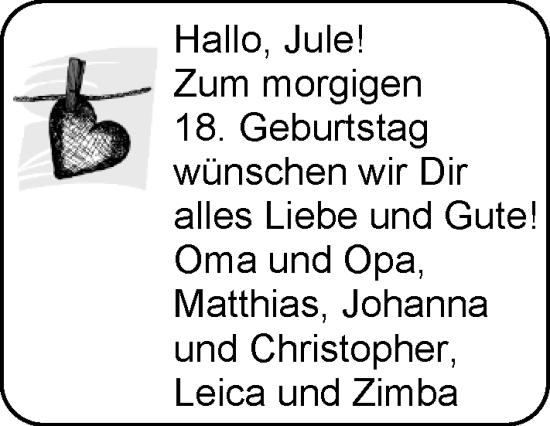 Glückwunschanzeige von   von EZ