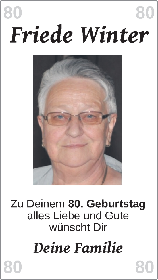 Glückwunschanzeige von Friede Winter von Nordwest-Zeitung