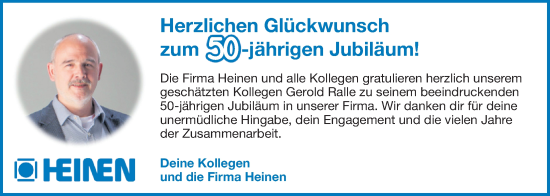 Glückwunschanzeige von Gerold Ralle von Nordwest-Zeitung