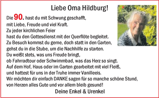Glückwunschanzeige von Hildburg  von Nordwest-Zeitung