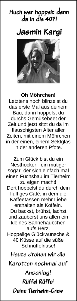 Glückwunschanzeige von Jasmin Kargi von Nordwest-Zeitung