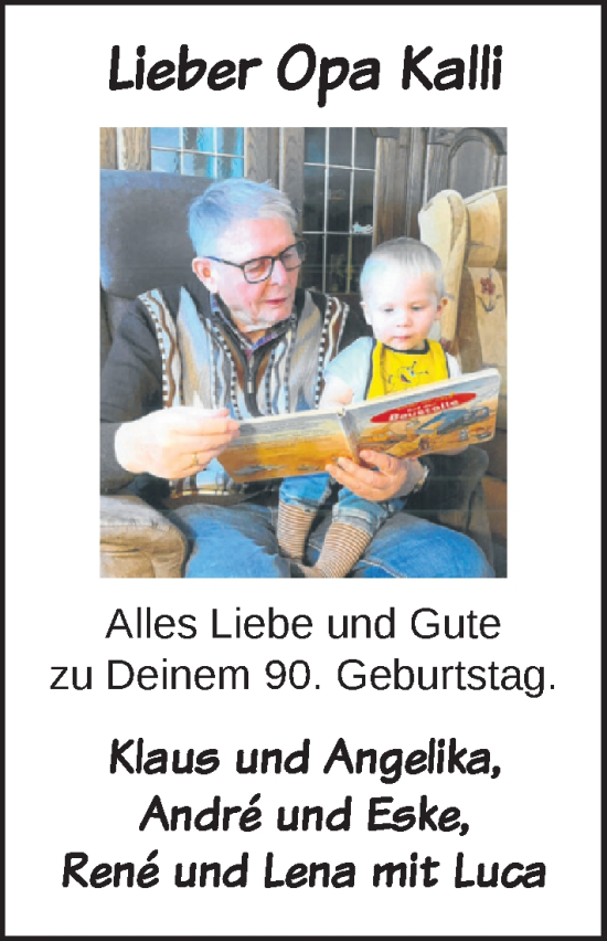 Glückwunschanzeige von Kalli  von Nordwest-Zeitung