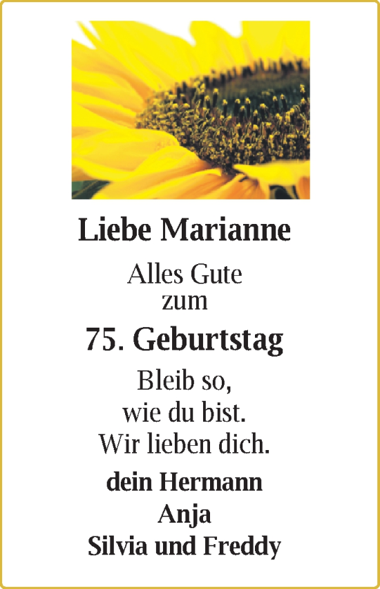 Glückwunschanzeige von Marianne Otten von BM