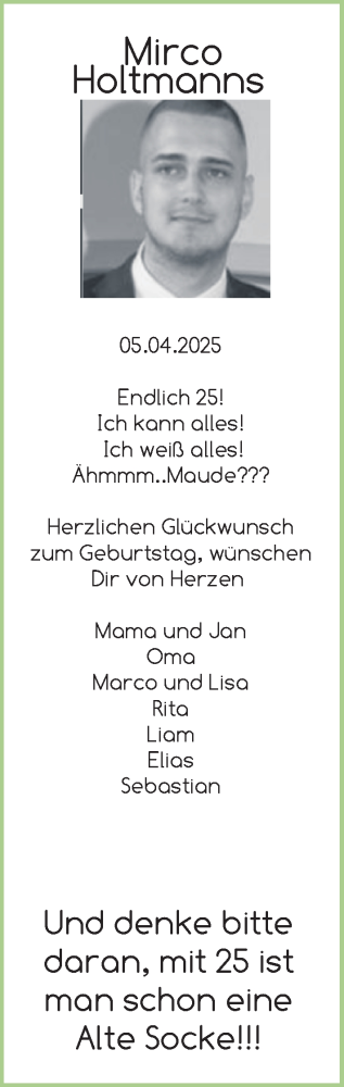 Glückwunschanzeige von Mirco Holtmanns von EZ