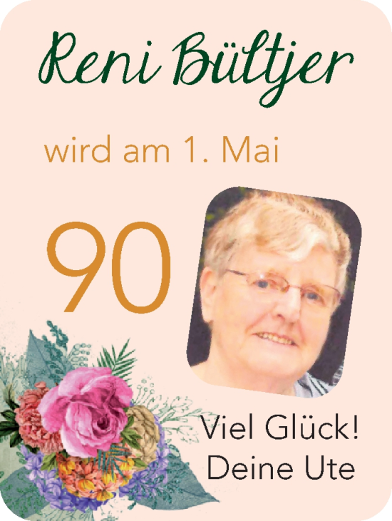 Glückwunschanzeige von Reni Bültjer von Nordwest-Zeitung