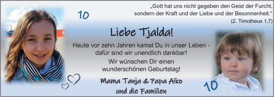 Glückwunschanzeige von Tjalda  von EZ
