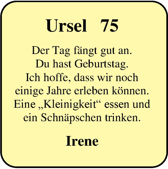 Glückwunschanzeige von Ursel  von Nordwest-Zeitung