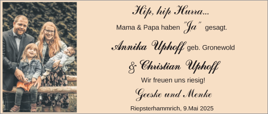 Glückwunschanzeige von Annika und Christian  Uphoff von EZ