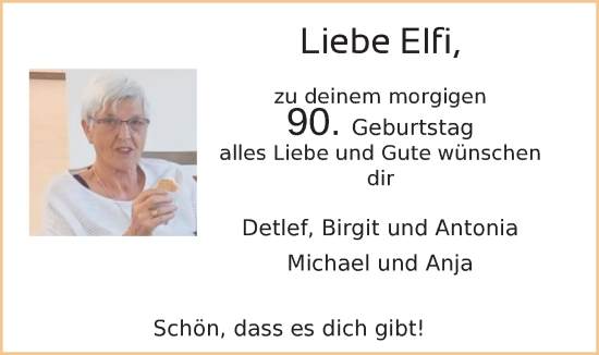Glückwunschanzeige von Elfi Brandt von Nordwest-Zeitung