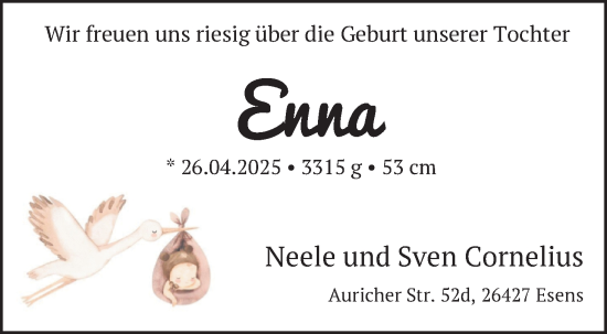 Glückwunschanzeige von Enna  von Nordwest-Zeitung