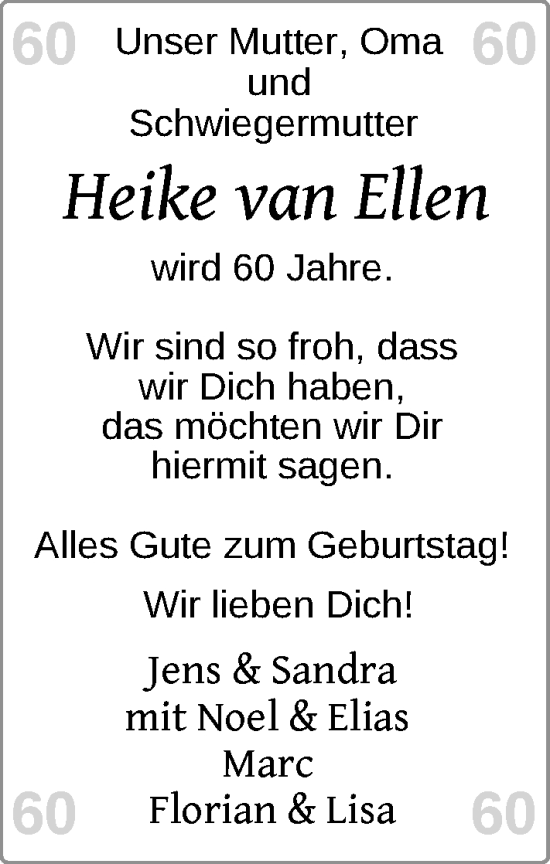 Glückwunschanzeige von Heike van Ellen von EZ
