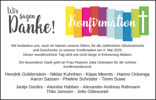 Glückwunschanzeige von Konfirmation  von BM