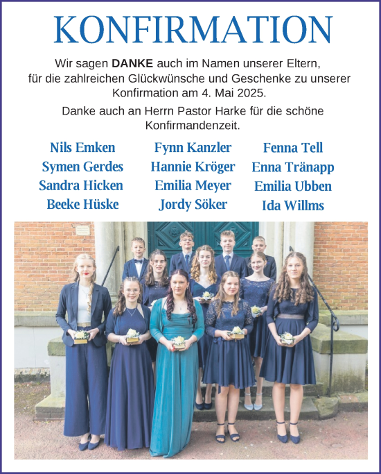 Glückwunschanzeige von Konfirmation DANK von BM