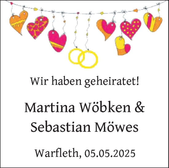 Glückwunschanzeige von Martina Wöbken & Sebastian Möwes von Nordwest-Zeitung