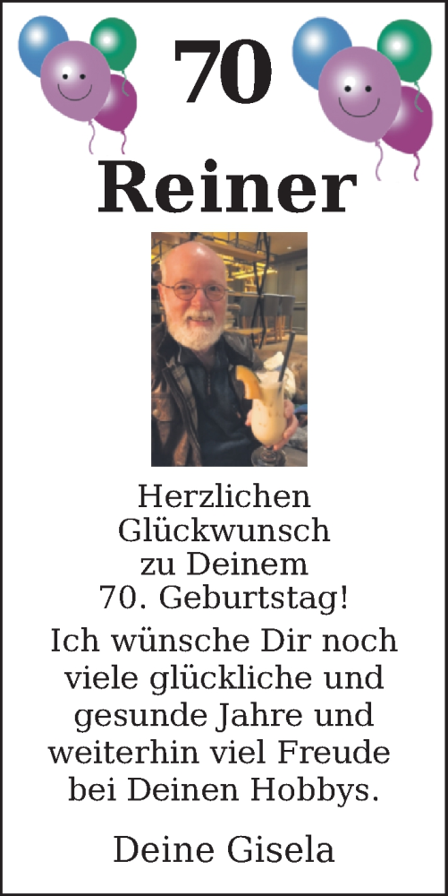 Glückwunschanzeige von Reiner  von Nordwest-Zeitung