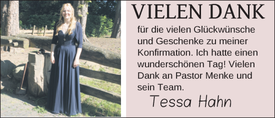 Glückwunschanzeige von Tessa Hahn von Nordwest-Zeitung