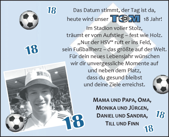 Glückwunschanzeige von Tom  von EZ