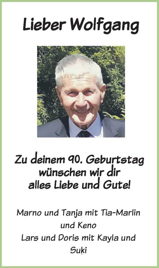 Glückwunschanzeige von Wolfgang Tiede von Nordwest-Zeitung