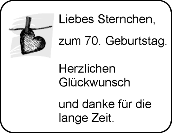 Glückwunschanzeige von 70ziger Geburtstag  von EZ