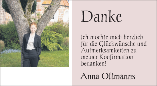 Glückwunschanzeige von Anna Oltmanns von Nordwest-Zeitung