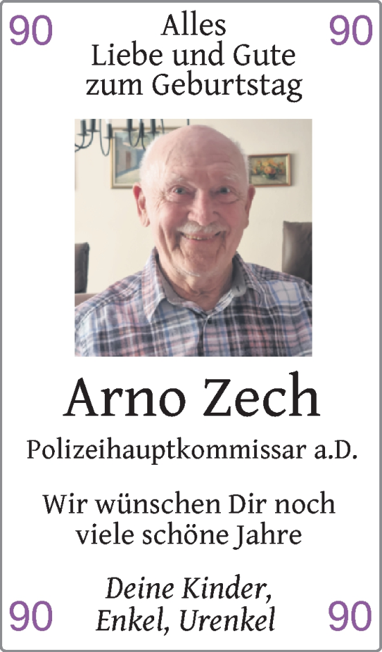 Glückwunschanzeige von Arno Zech von Nordwest-Zeitung